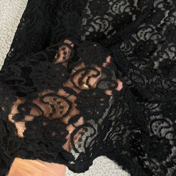 Torrid Cardigan Sweater Womens 2/3 Black Floral Lace Open Front Sheer Plus Flowy - Picture 6 of 10